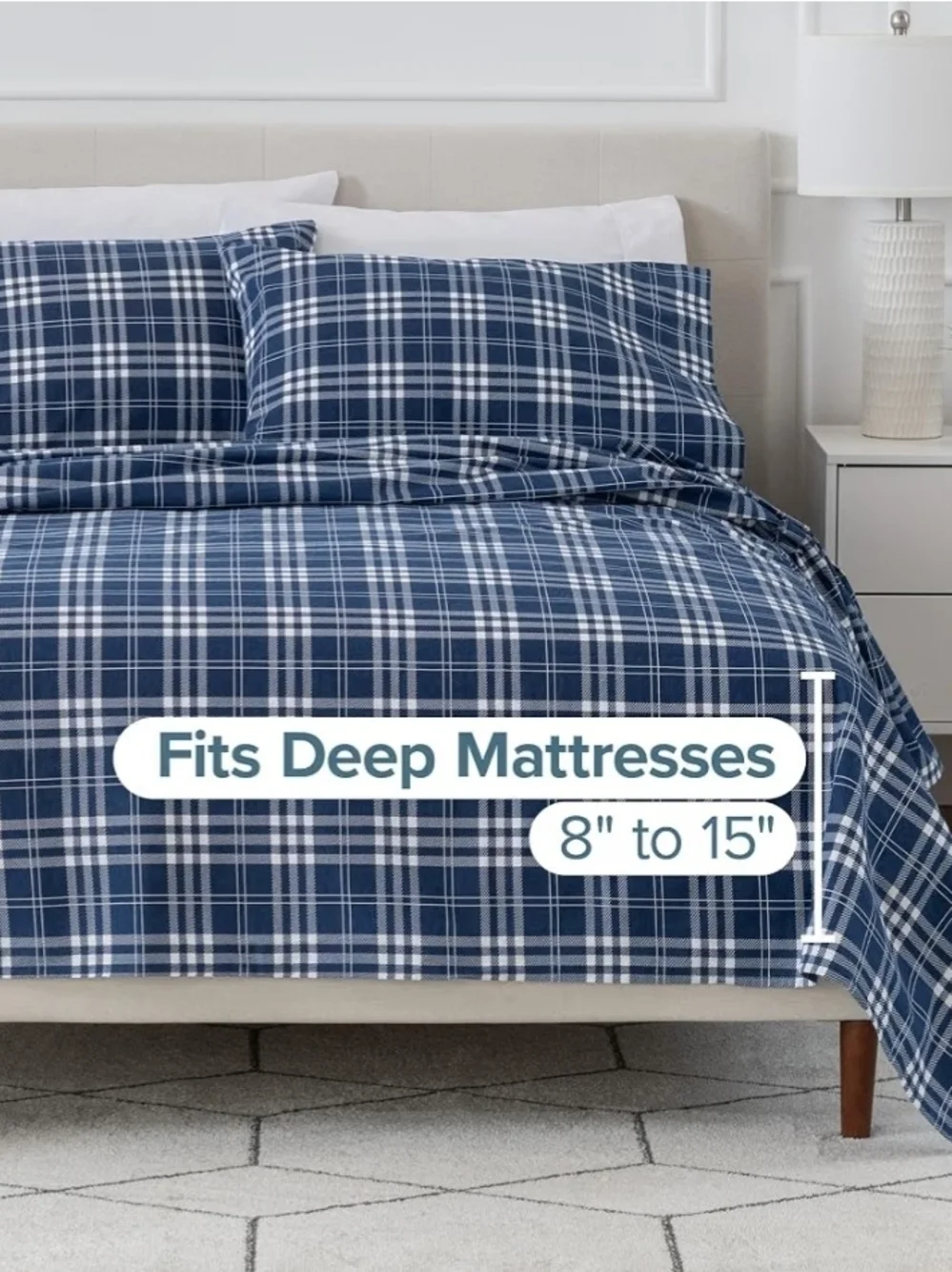 Twin Xl Plaid Flannel Sheet Set - Blue Plaid Home Bedding